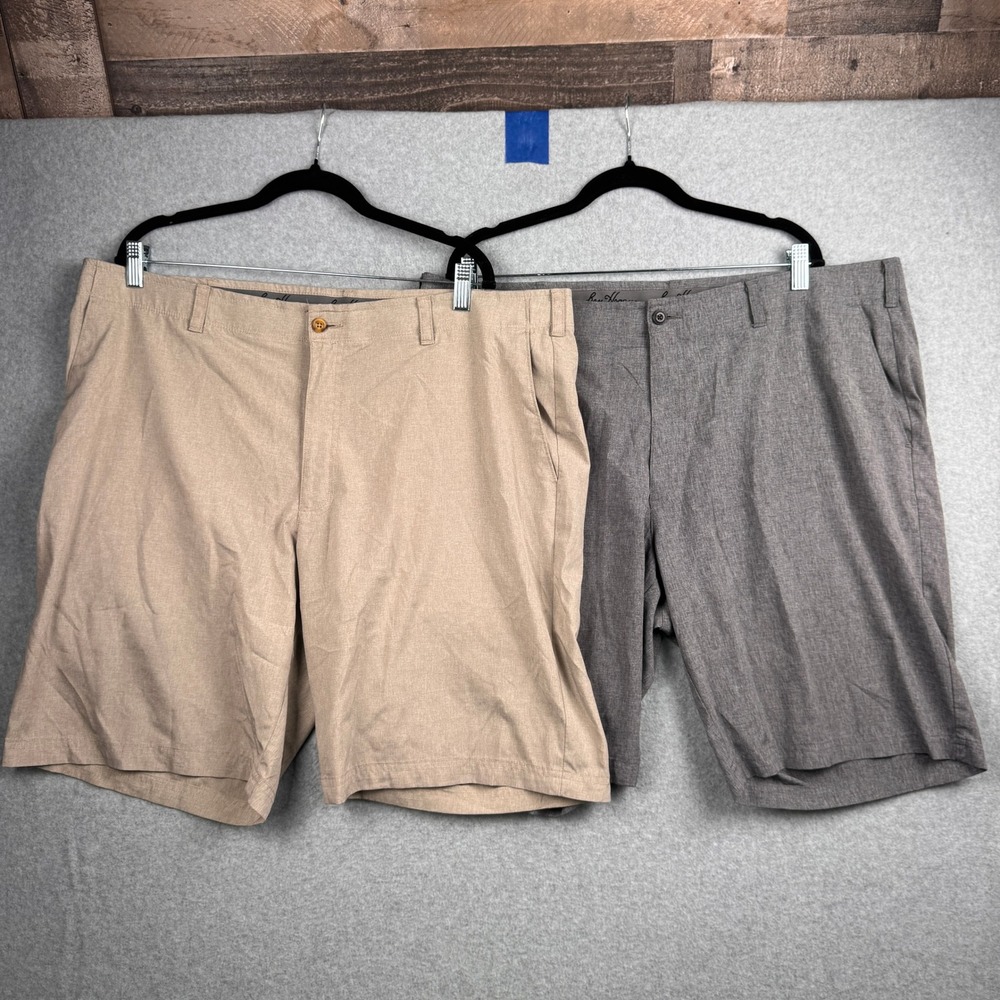 Ben Hogan Golf Shorts Mens 42 LOT of 2 Tan Gray Performance Stretch Chino